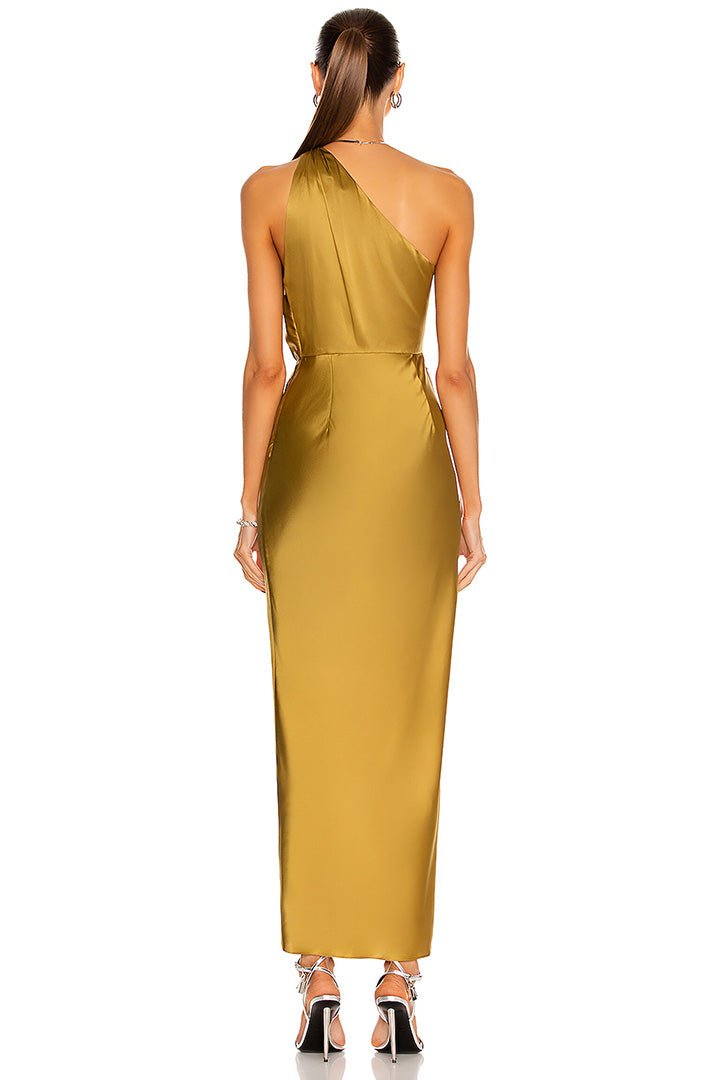 Christmas One-Shoulder Split Long Dress