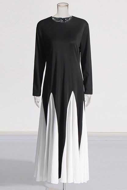 Black And White Colorblocking Maxi Dress