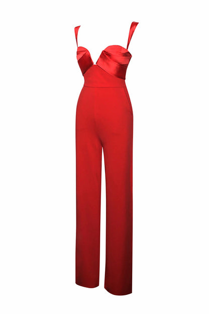 Solid Color Camisole V-Neck Jumpsuit