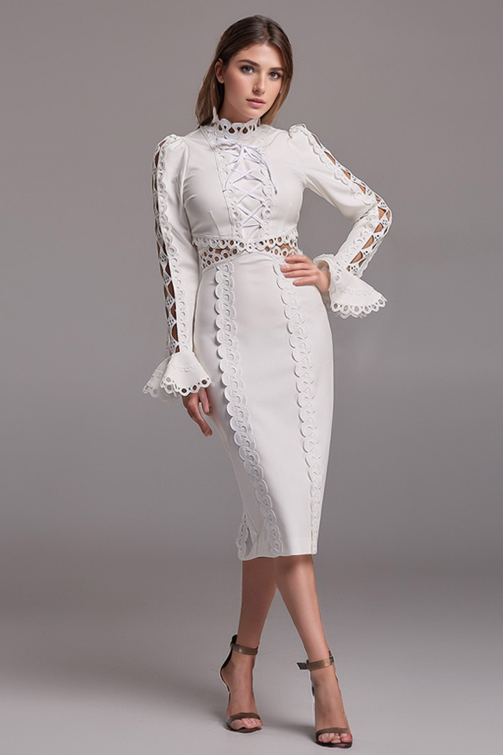 White Lace Midi Dress