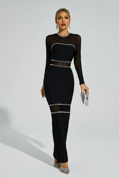 Black Mesh Bandage Dress