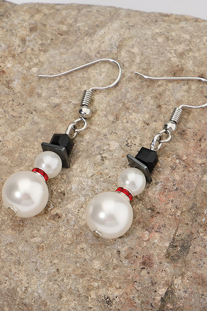 Christmas Snowman Pearl Earrings