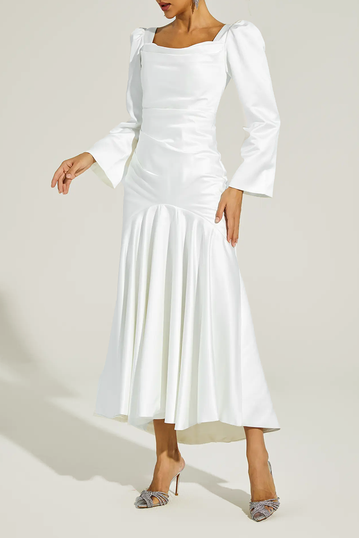 White Satin Evening Dress