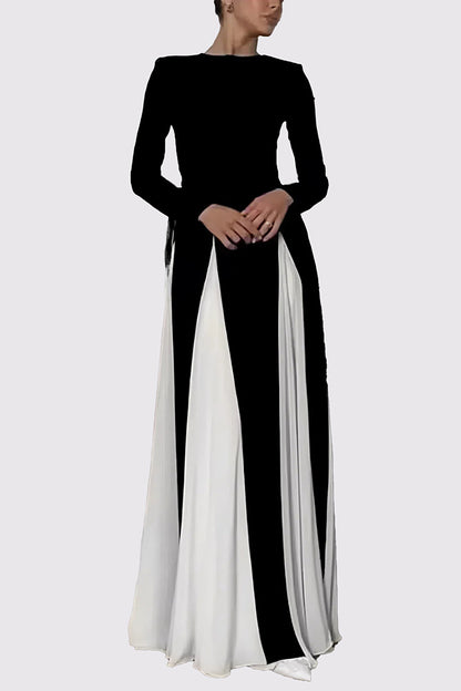 Black And White Colorblocking Maxi Dress