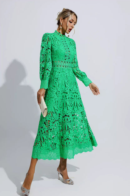 Green Lace Cutout Maxi Dress