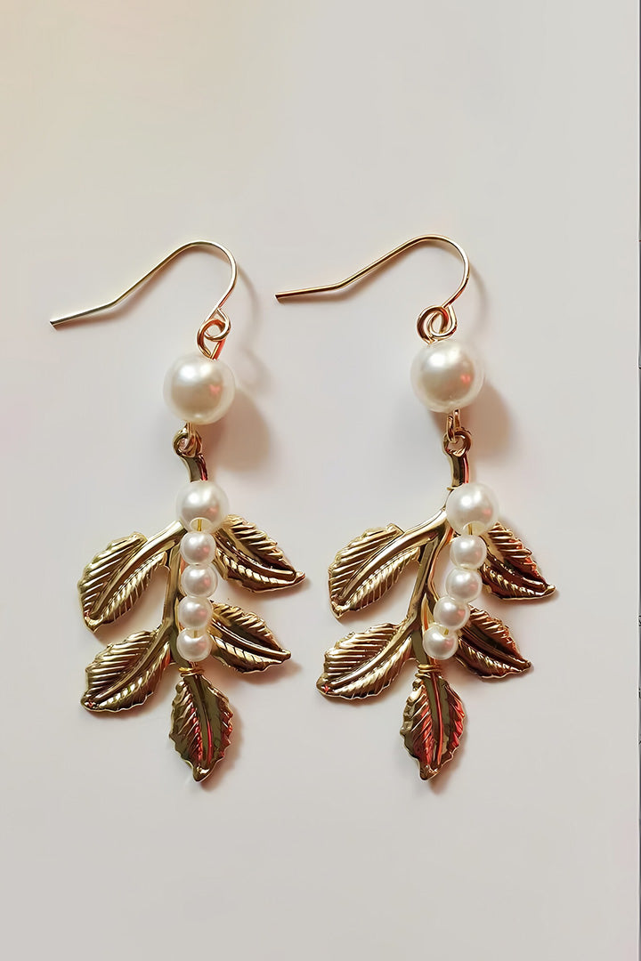 Christmas Tree Leaves Pearl Earrings