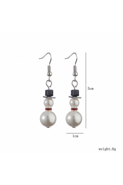 Christmas Snowman Pearl Earrings