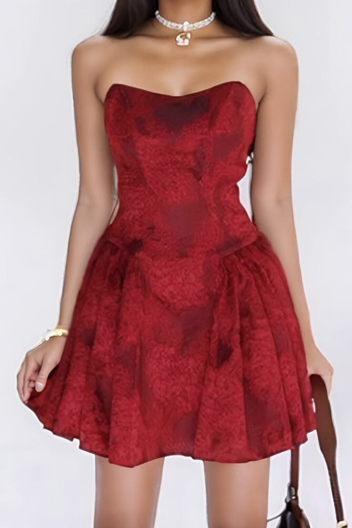 Christmas Red Sheath Printed Mini Dress