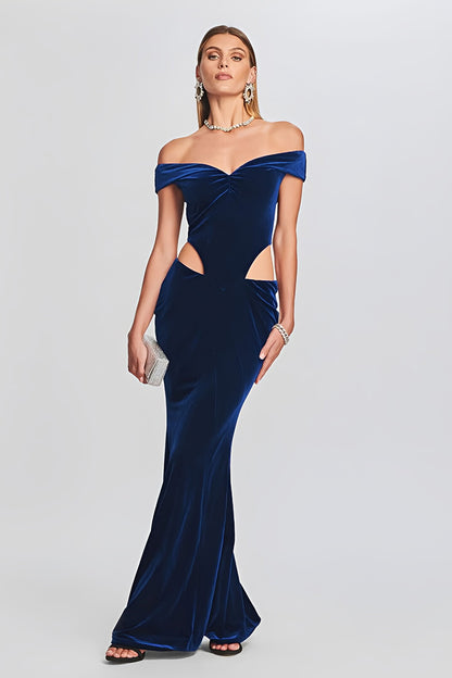 Strapless Cutout Velvet Long Dress