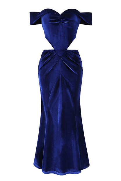 Strapless Cutout Velvet Long Dress