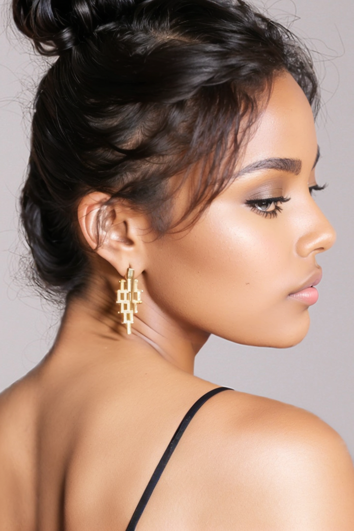 Architectural Gold Drop Earrings