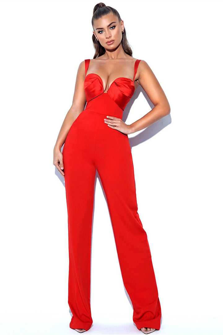 Solid Color Camisole V-Neck Jumpsuit