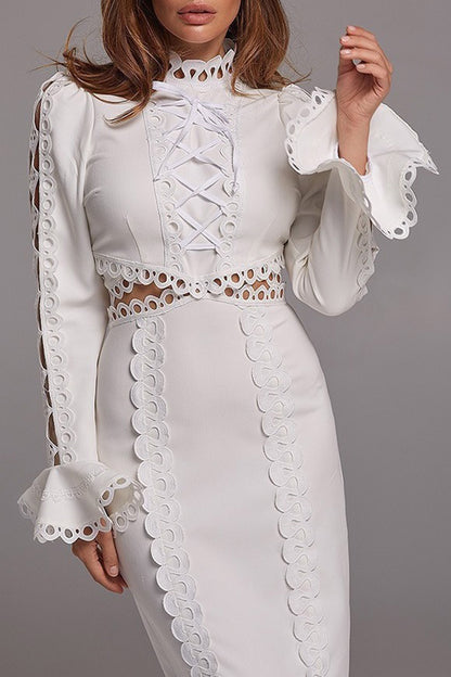 White Lace Midi Dress