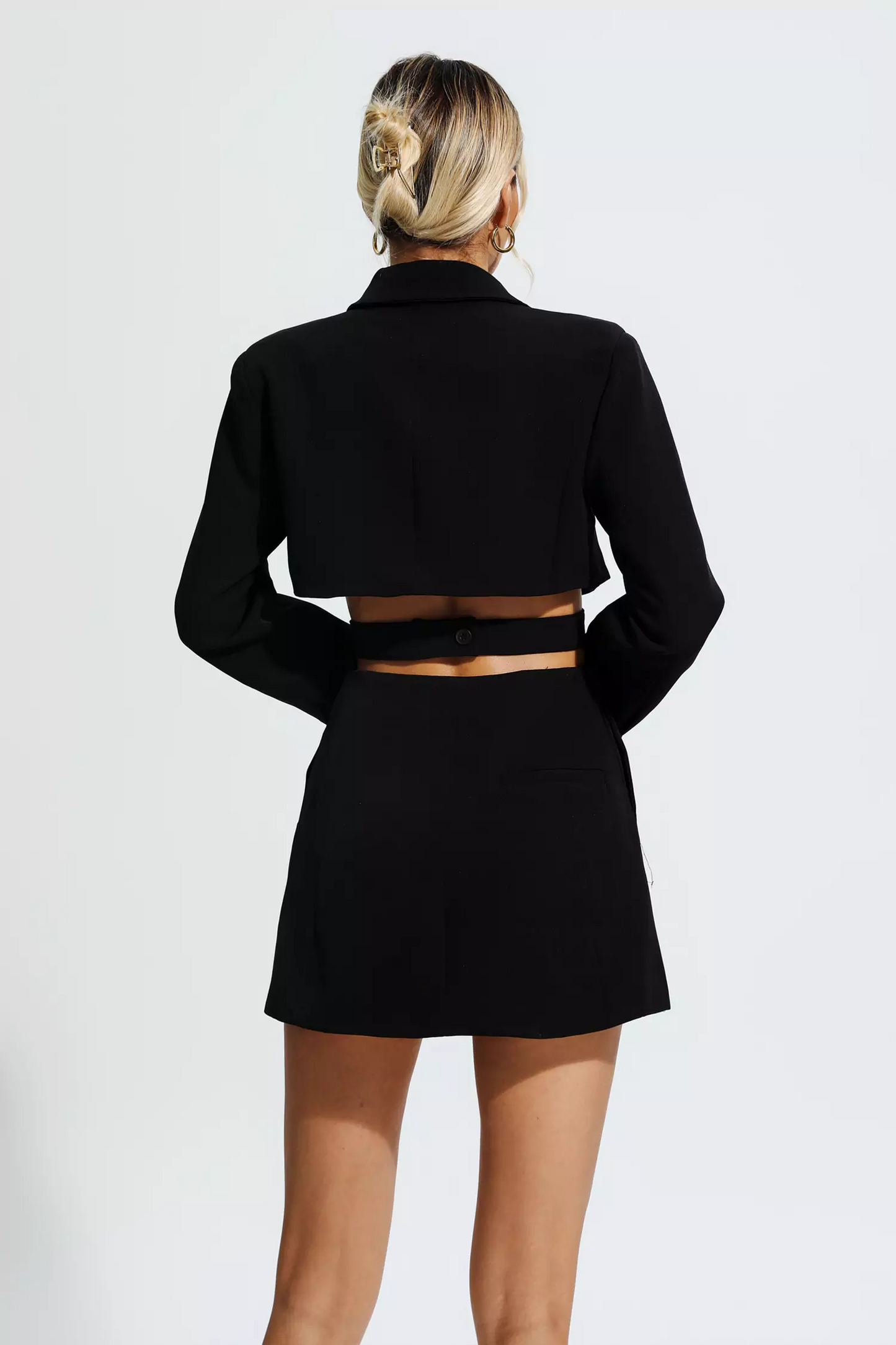 Black Hollow Out Blazer Mini Dress