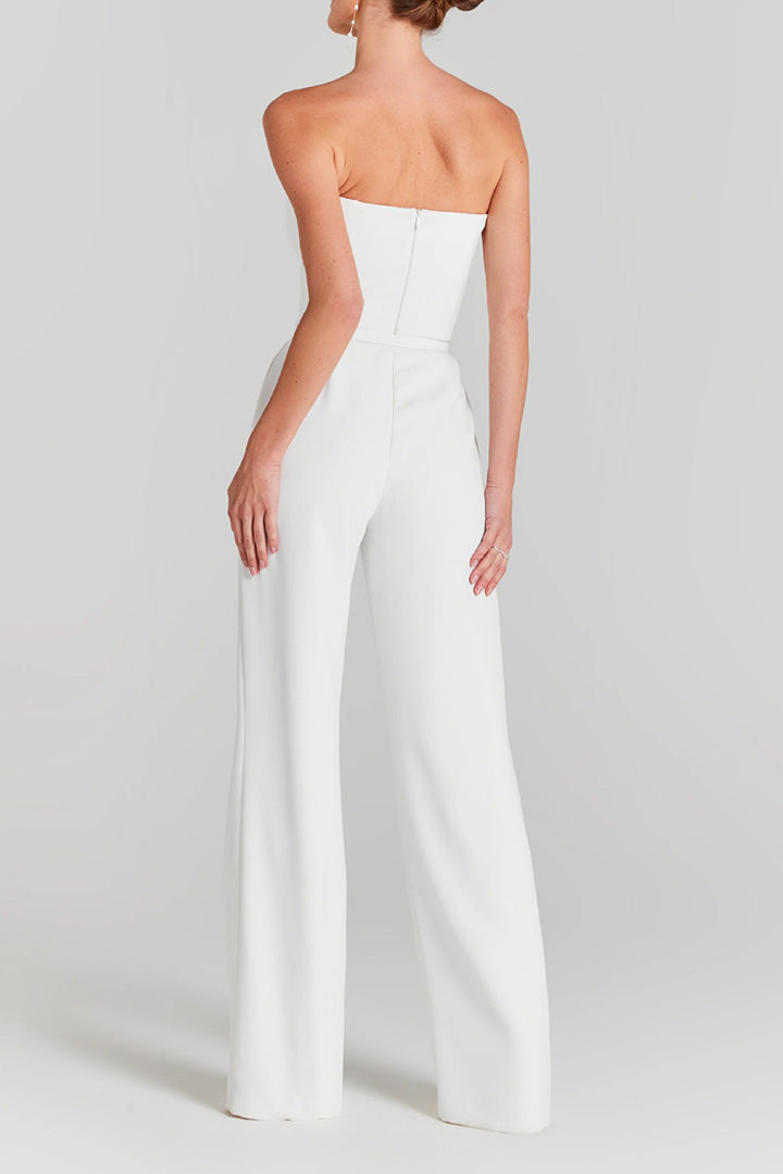 White Bubble Bead Jumpsuit Set