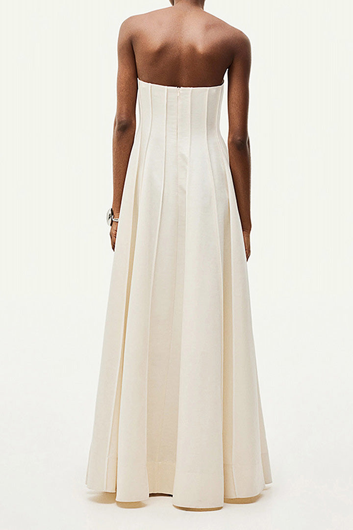 White Sheath High Waisted Long Dress