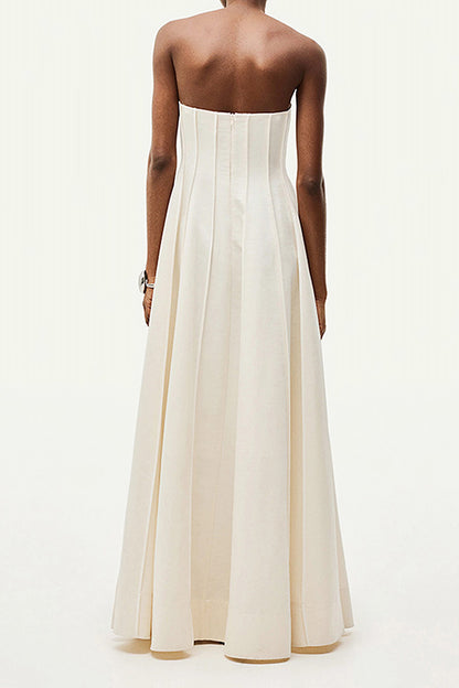 White Sheath High Waisted Long Dress