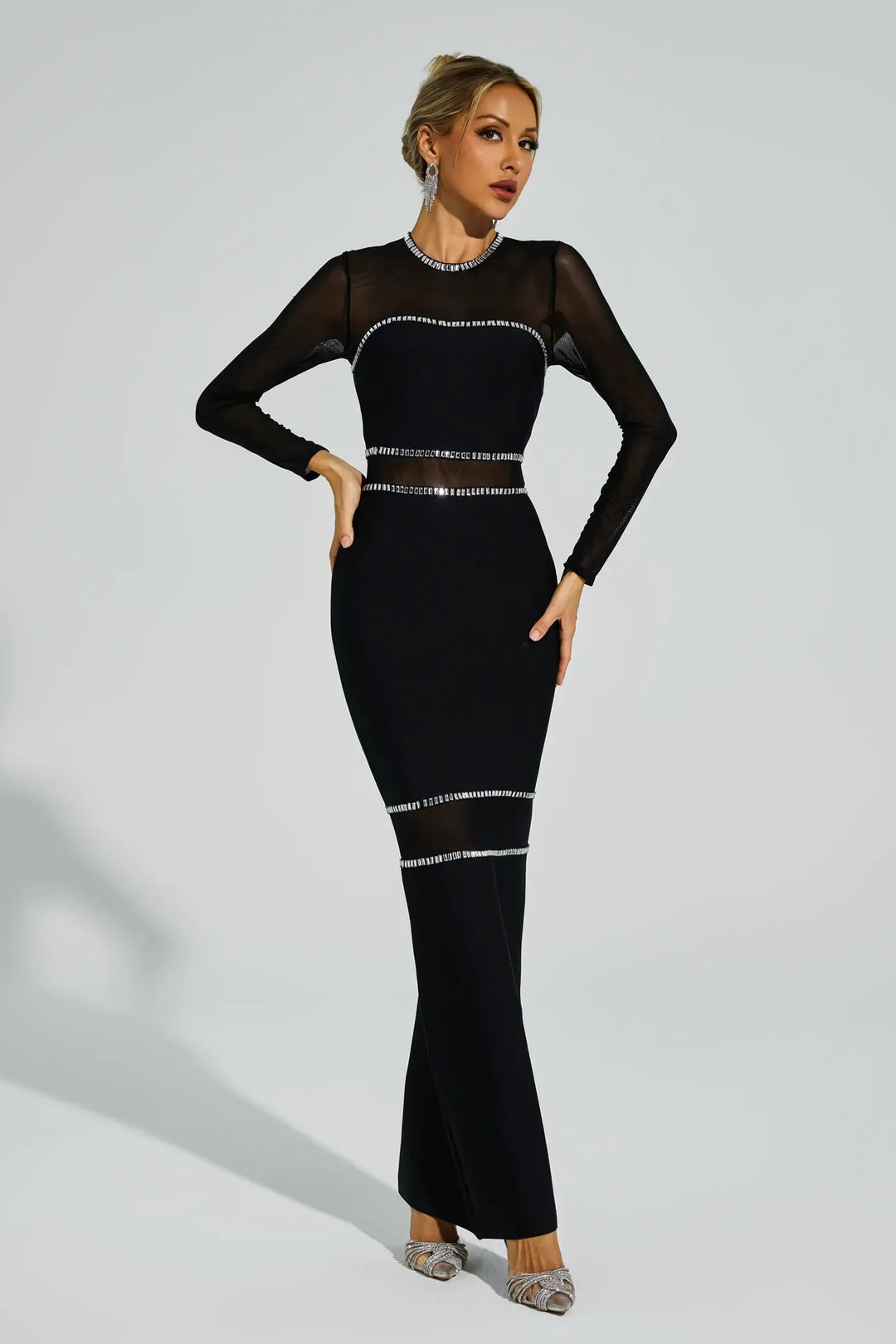 Black Mesh Bandage Dress