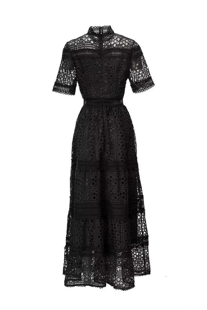 Half Sleeves Lace Midi Dress