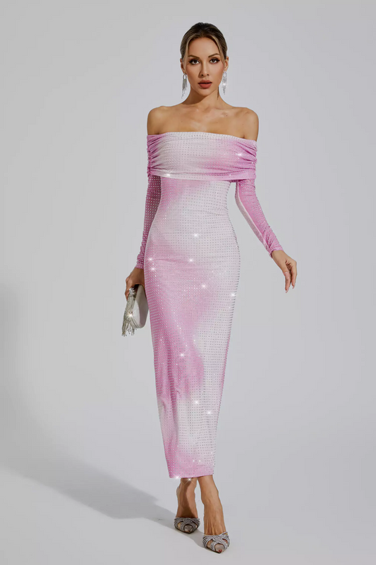 Gradient Pink Diamond Maxi Dress