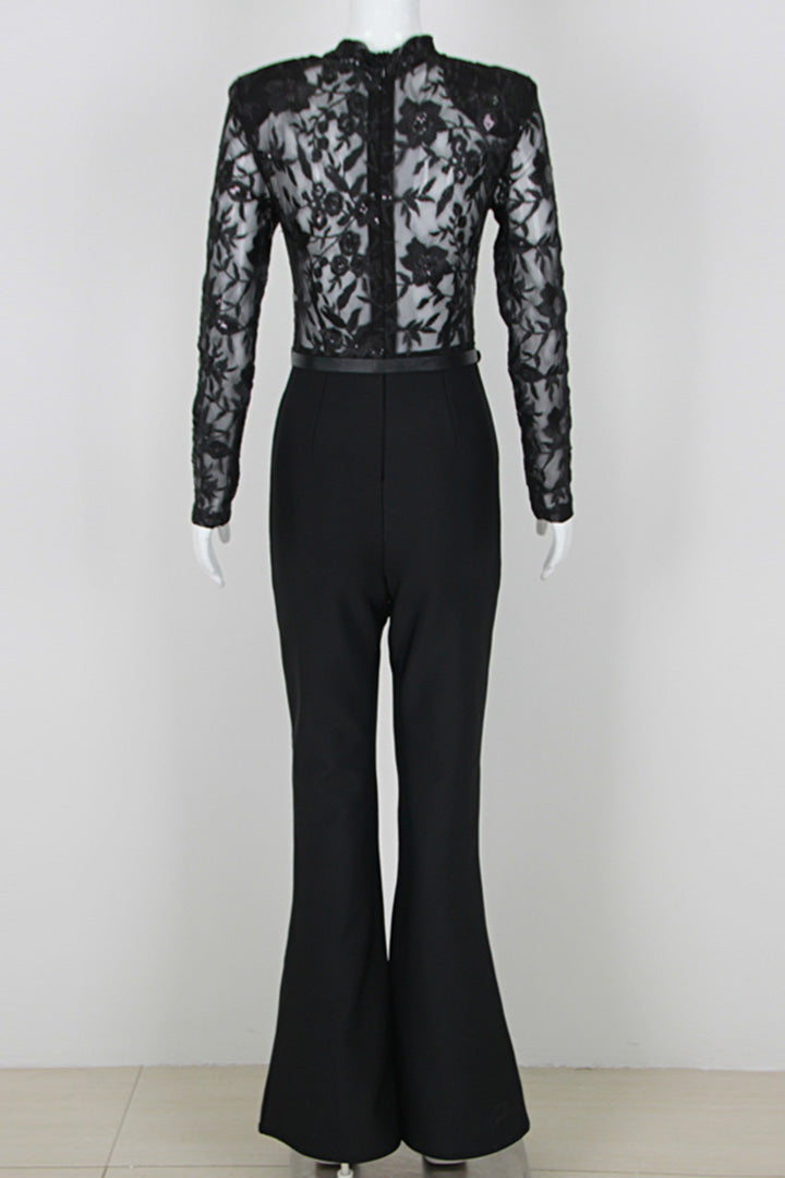 Black Lace Bandage Jumpsuit