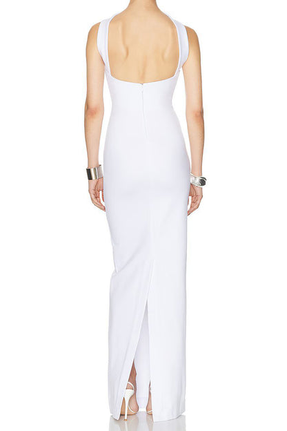 Neck-hanging Side Split Bandage Stretch Maxi Dress