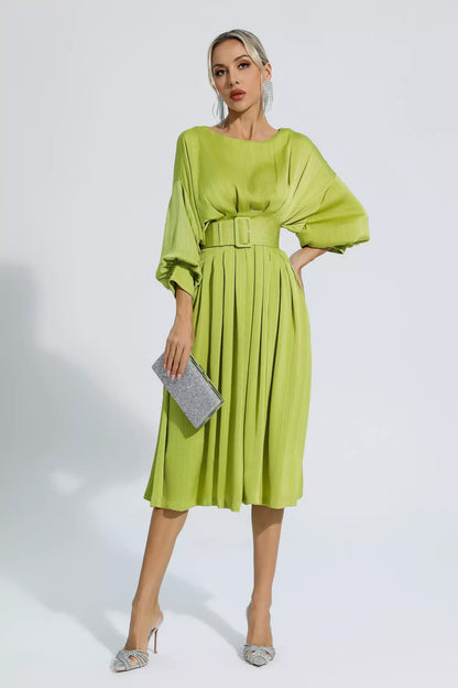 Light Green Satin Midi Dress