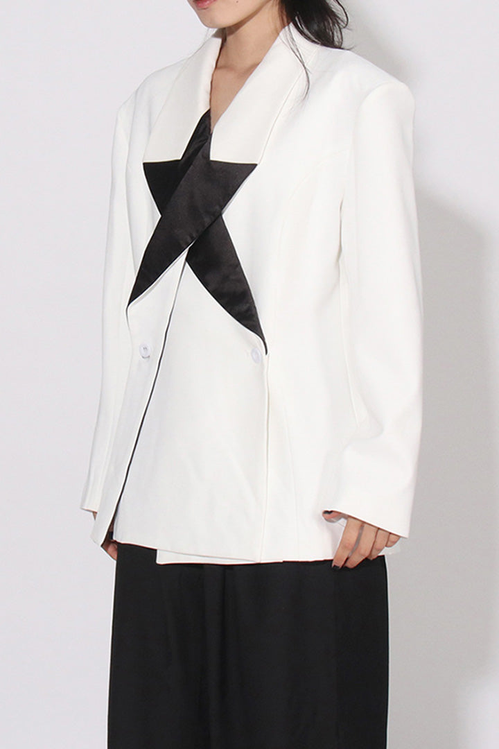 Pentagram Black And White Colorblocked Blazer