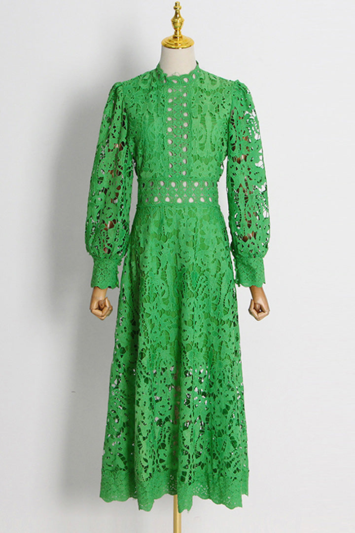 Green Lace Cutout Maxi Dress