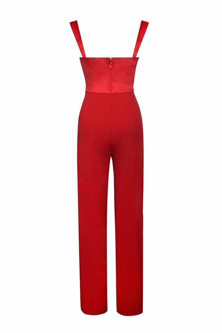 Solid Color Camisole V-Neck Jumpsuit