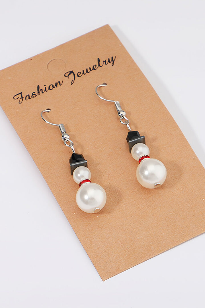 Christmas Snowman Pearl Earrings