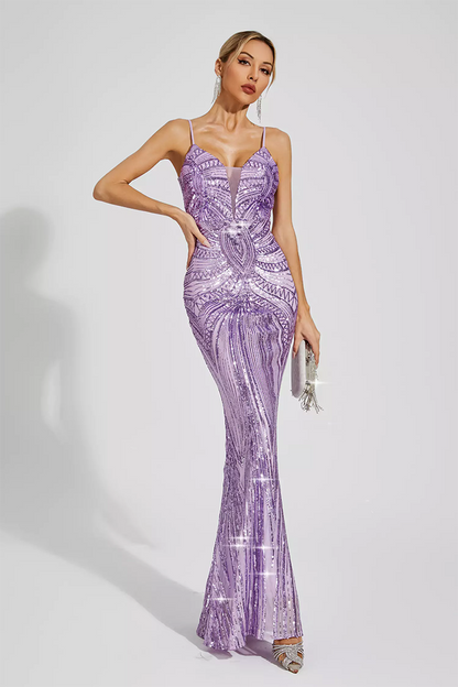 Purple Mermaid Sequins Slip Dress