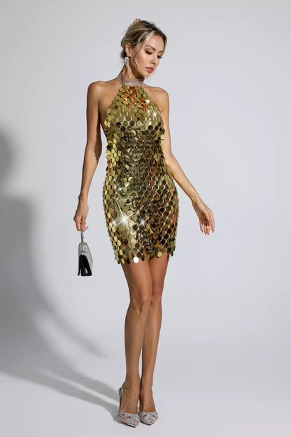 Gold Sequin Mini Dress