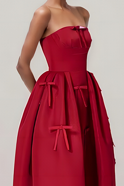 Elegant Bow Decoration Sheath Midi Dress