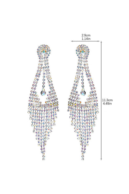 Long Diamond Tassel Earrings