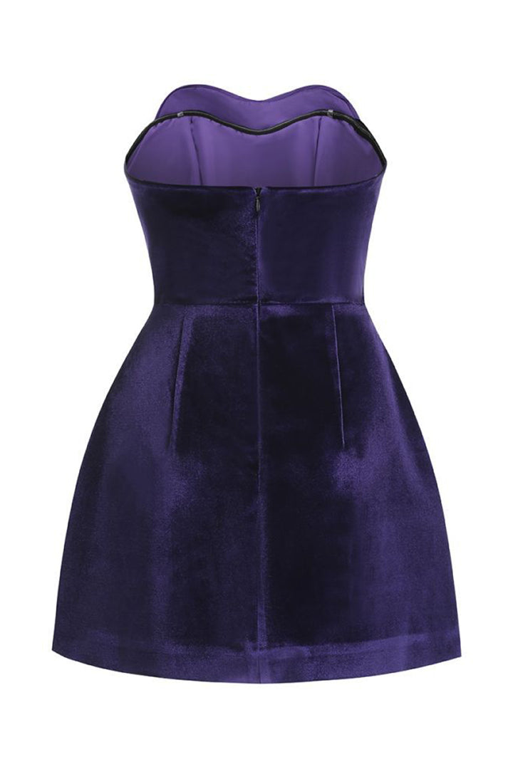 Purple Heart Sheath Velvet Mini Dress