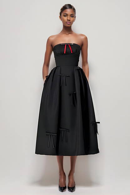 Elegant Bow Decoration Sheath Midi Dress