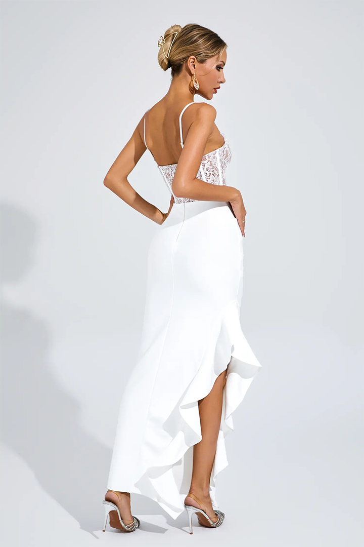 White Slit Bandage Slip Dress