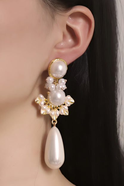 Christmas Flower Drop Pearl Earrings