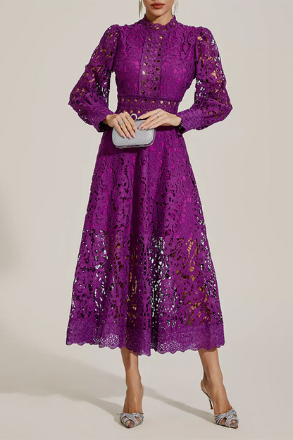 Purple Lace Cutout Maxi Dress