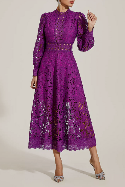 Purple Lace Cutout Maxi Dress