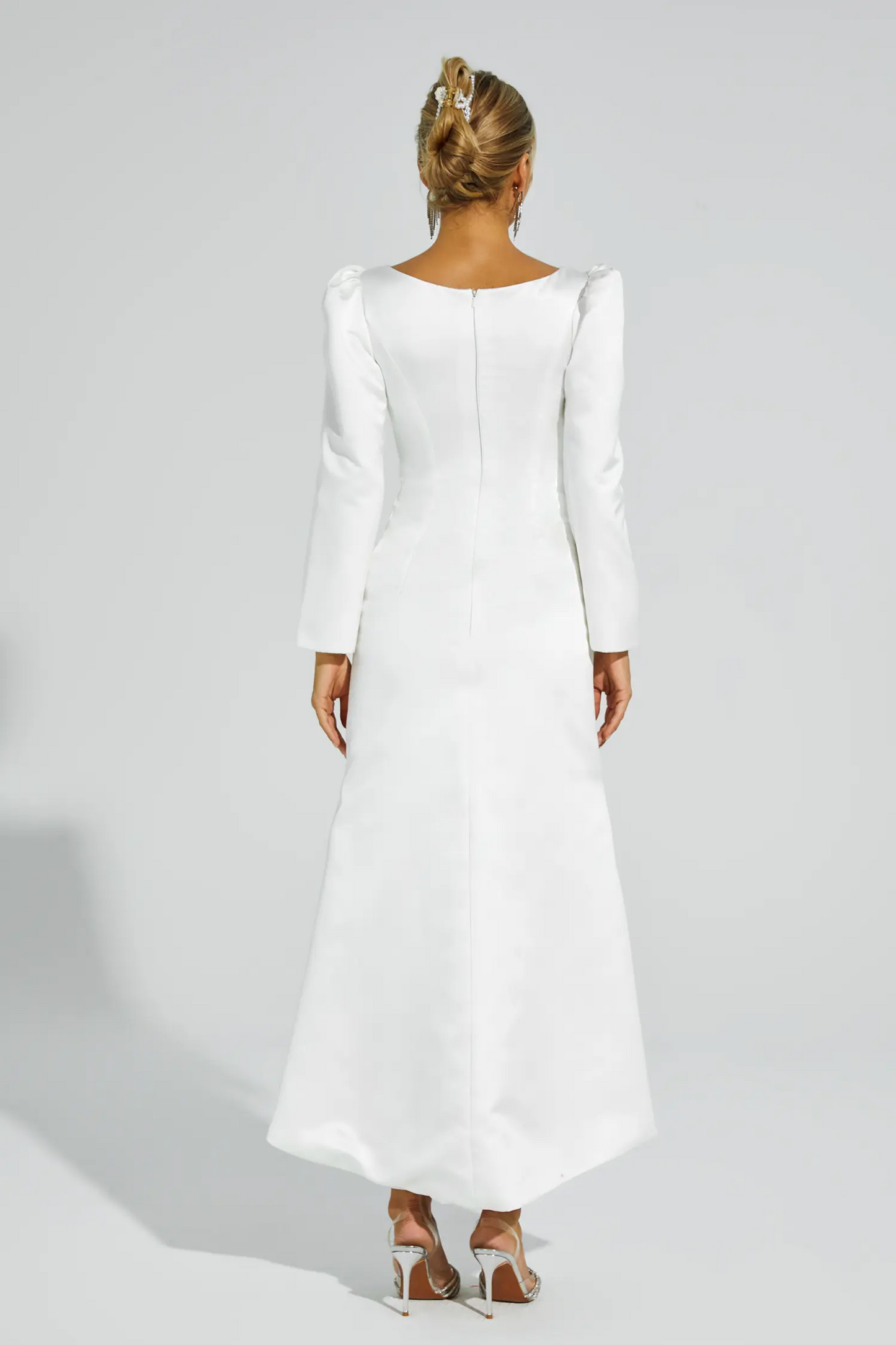 White Satin Evening Dress