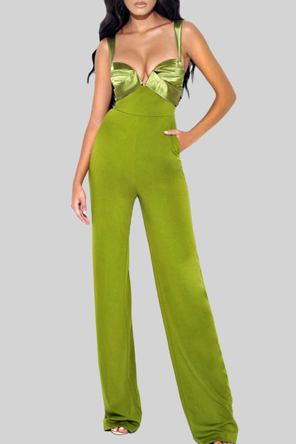 Solid Color Camisole V-Neck Jumpsuit