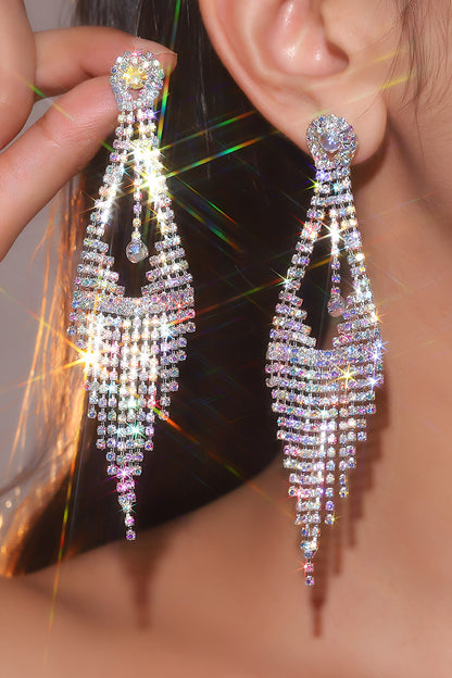 Long Diamond Tassel Earrings