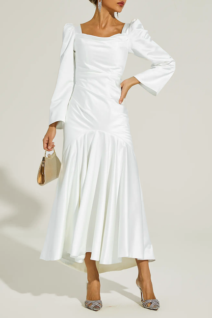 White Satin Evening Dress