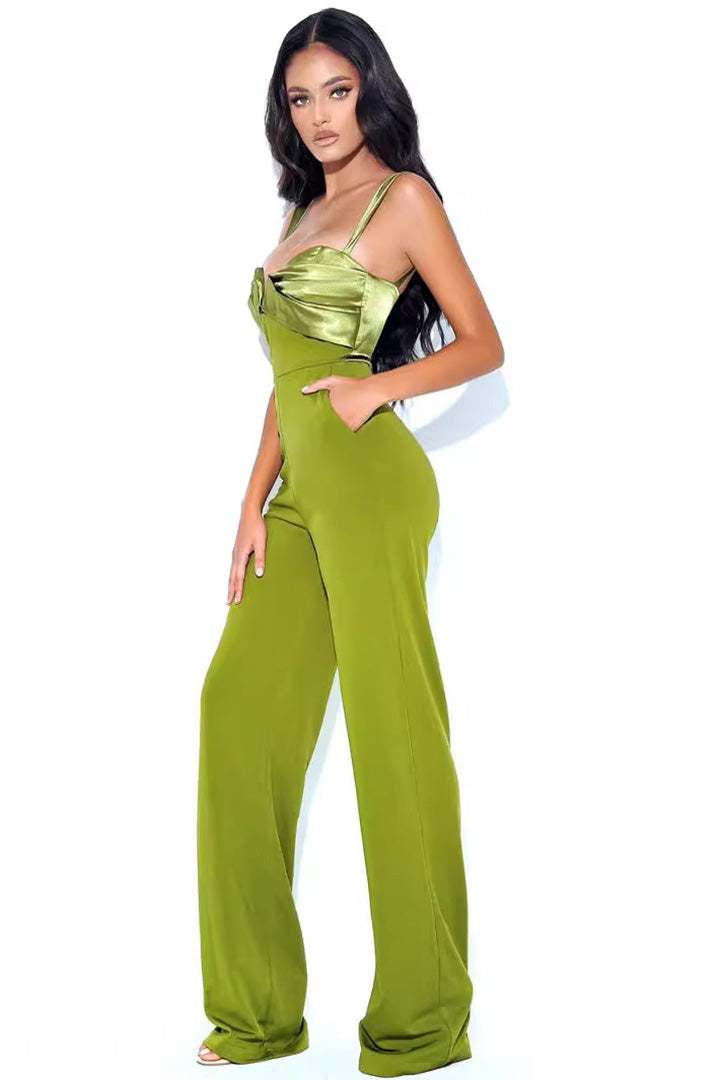 Solid Color Camisole V-Neck Jumpsuit