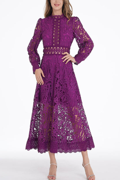 Purple Lace Cutout Maxi Dress