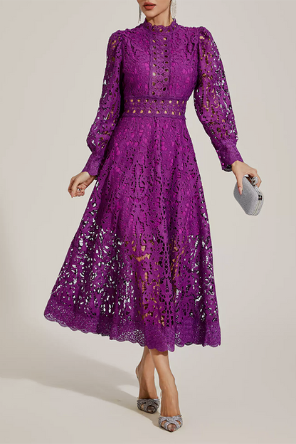 Purple Lace Cutout Maxi Dress