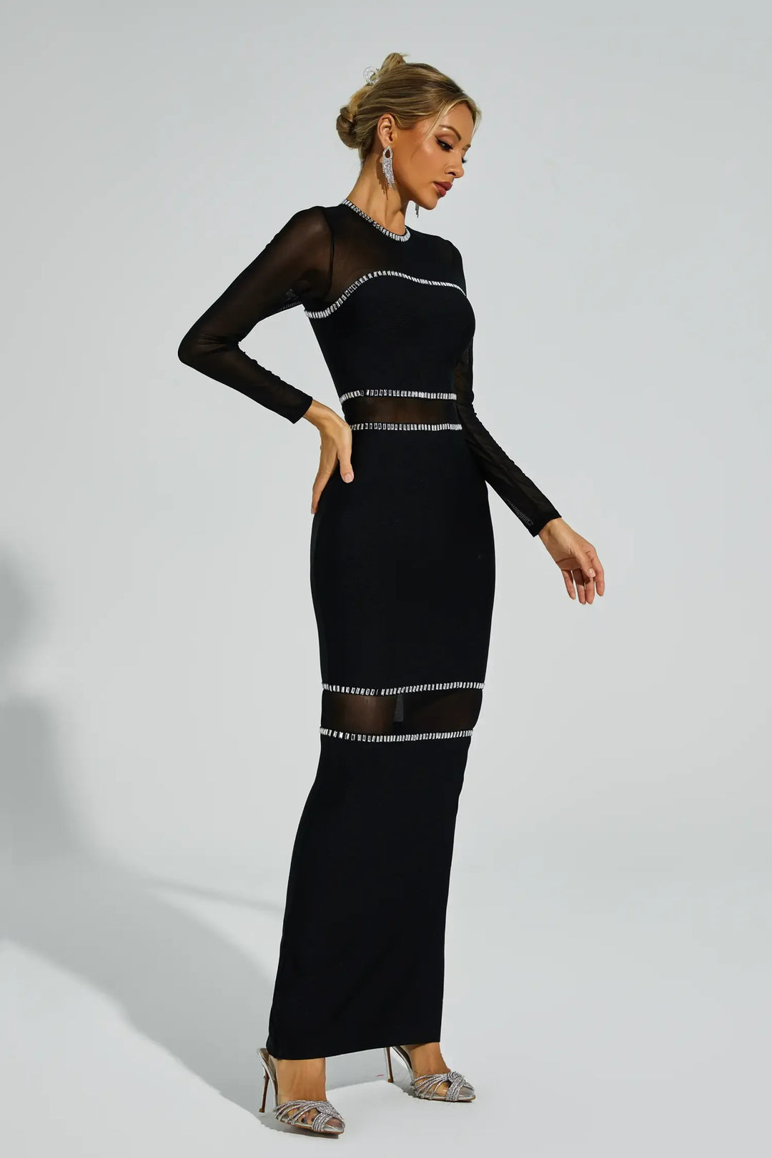 Black Mesh Bandage Dress