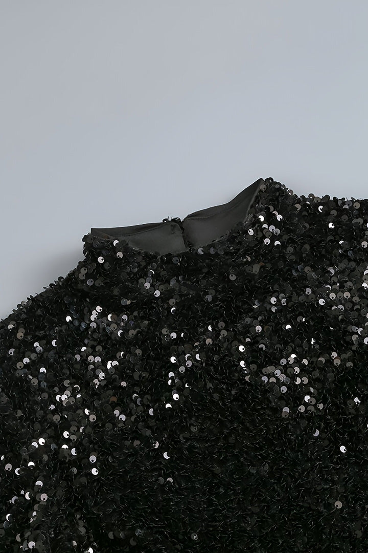 Black Sequin Split Long Dress